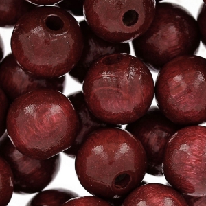 Perles rondes en bois 10 mm Bordeaux x50
