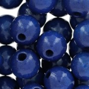 Perles rondes en bois 10 mm Bleu Marine x50