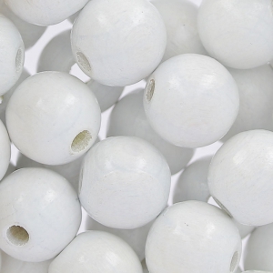 Perles rondes en bois 10 mm Blanc x50