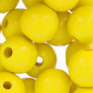 Grosses perles rondes en bois 12 mm Jaune x30