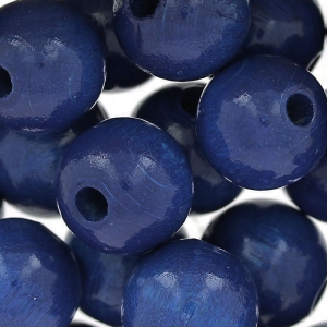 Grosses perles rondes en bois 12 mm Bleu Marine x30