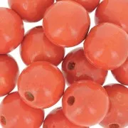 Grosses perles rondes en bois 15 mm Orange x15