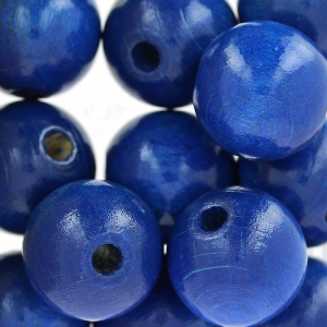 Grosses perles rondes en bois 15 mm Bleu Marine x15