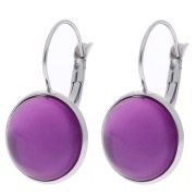 Boucles d'oreilles Dormeuses pour cabochon 14 mm - Acier Inoxydable 304 x2