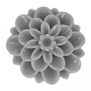 Cabochon fleur en résine 20 mm Gris x1