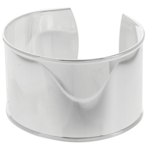 Bracelet en laiton avec rebord courbé 37 mm argenté x1