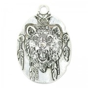 Pendentif grizzly 49 mm argenté vieilli x1|raw }}