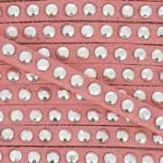 Lacet Suedine strassé 3 mm Light Rose/Argenté x5m