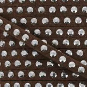 Lacet Suedine strassé 3 mm Marron/Argenté x5m