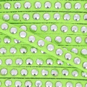 Lacet Suedine strassé 3 mm Vert Anis/Argenté x5m|raw }}