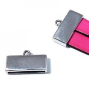 Embout pour lacet plat 20 mm 23x13 mm Placage Argent fin vieilli x1