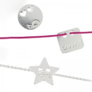 Pendentif double trous chance 12 mm en Argent 925 doré à l'or fin x1