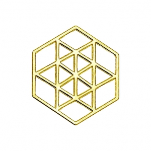 Intercalaire hexagone 15 mm en Argent 925 doré à l'or fin x1