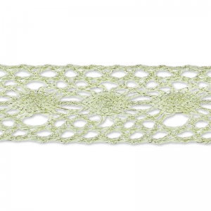 Ruban dentelle en lurex 14 mm Doré/Cream x 2m