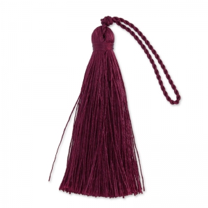 Pompon imitation soie 70 mm Bordeaux x1