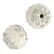 Ronde plasticine strassée 10 mm Crystal/Blanc