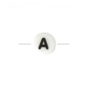Perle lettre alphabet pour bracelets & bijoux en céramique 8 mm Noir/Blanc - A x1
