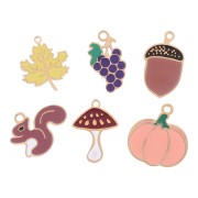 Mix de breloques époxy Automne Exclu Perles&Co - Acier inox 304L Doré x6