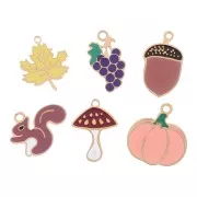 Mix de breloques époxy Automne Exclu Perles&Co - Acier inox 304L Doré x6