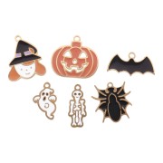 Mix de breloques époxy Halloween - Exclu Perles&Co - Acier inox 304L Doré x6|raw }}