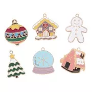 Mix de breloques époxy Noël - Exclu Perles&Co - Acier inox 304L Doré x6