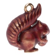 Pendentif écureuil 21x20 mm avec résine époxy - Acier inox 304L Doré - Marron x1