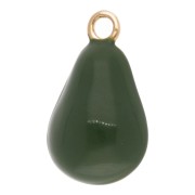 Breloque avocat 18x10.5mm avec résine époxy - Acier inoxydable 304L Doré - Vert x1