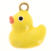 Breloque canard 19x10 mm avec résine époxy - Acier inoxydable 304L Doré - Jaune x1|raw }}