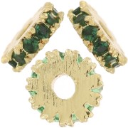 Perle rondelle 4.5 mm avec oxydes de Zirconium - Doré à l'or fin - Vert x1