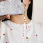 Perle lettre alphabet pour bracelets & bijoux en céramique 8 mm Noir/Blanc - O x1