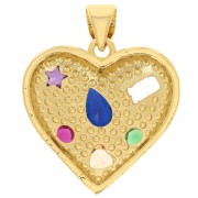 Pendentif coeur 19 mm avec oxydes de zirconium - Doré à l'or fin x1