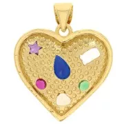 Pendentif coeur 19 mm avec oxydes de zirconium - Doré à l'or fin x1