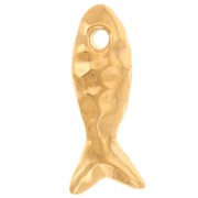 Breloque poisson martelé 19x8 mm - Doré à l'or fin x1