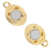 Fermoir aimanté ovale effet plissé 17x10 mm - Doré à l'or fin x1