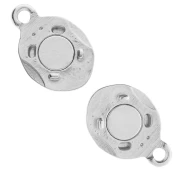 Fermoir aimanté ovale effet plissé 17x10 mm - Placage Argent fin vieilli x1