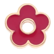 Pendentif fleur 11 mm avec résine epoxy - Doré à l'or fin - Rouge x1