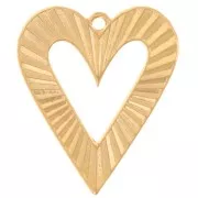 Pendentif coeur évidé 32x27 mm effet strié - Doré à l'or fin x1