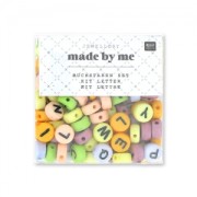Assortiment de 165 perles plates - lettres alphabet - 7 mm Pastel