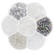 Assortiment de perles rocailles Preciosa avec boîte fleur - Crystal x1