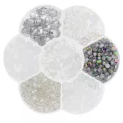 Assortiment de perles rocailles Preciosa avec boîte fleur - Crystal x1