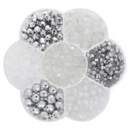 Assortiment de perles rocailles Preciosa avec boîte fleur - Crystal - Argenté x1