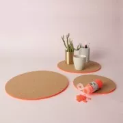 Plaques rondes de liège 10 cm Naturel x4