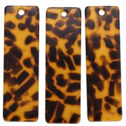 Pendentif rectangle en acétate 27x8 mm - Terrazzo Marron - Noir x1