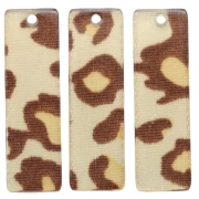 Pendentif rectangle 27x8 mm en acétate - Léopard Beige - Marron x1