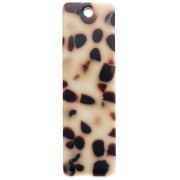 Pendentif rectangle en acétate 27x8 mm - Tacheté Marron - Crème x1