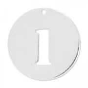 Breloque ronde chiffre 1 - 20 mm en Argent 925 x1