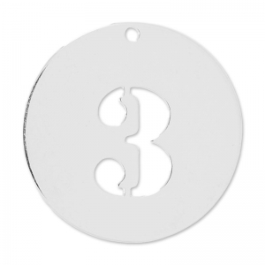 Breloque ronde chiffre 3 - 20 mm en Argent 925 x1