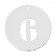 Breloque ronde chiffre 6 - 20 mm en Argent 925 x1