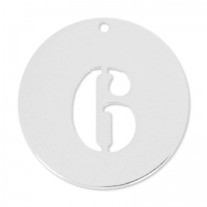 Breloque ronde chiffre 6 - 20 mm en Argent 925 x1