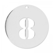 Breloque ronde chiffre 8 - 20 mm en Argent 925 x1